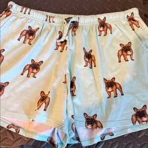 Women's Light Blue Dog Print Shorts